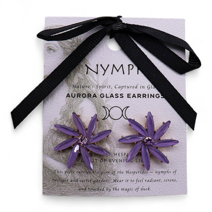 Lavande - Verre vintage - Fleurs - Boucles d'oreilles