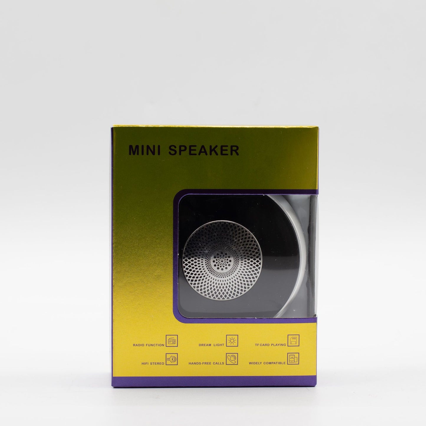 Altavoz mini plateado con efecto de iluminación Mandela