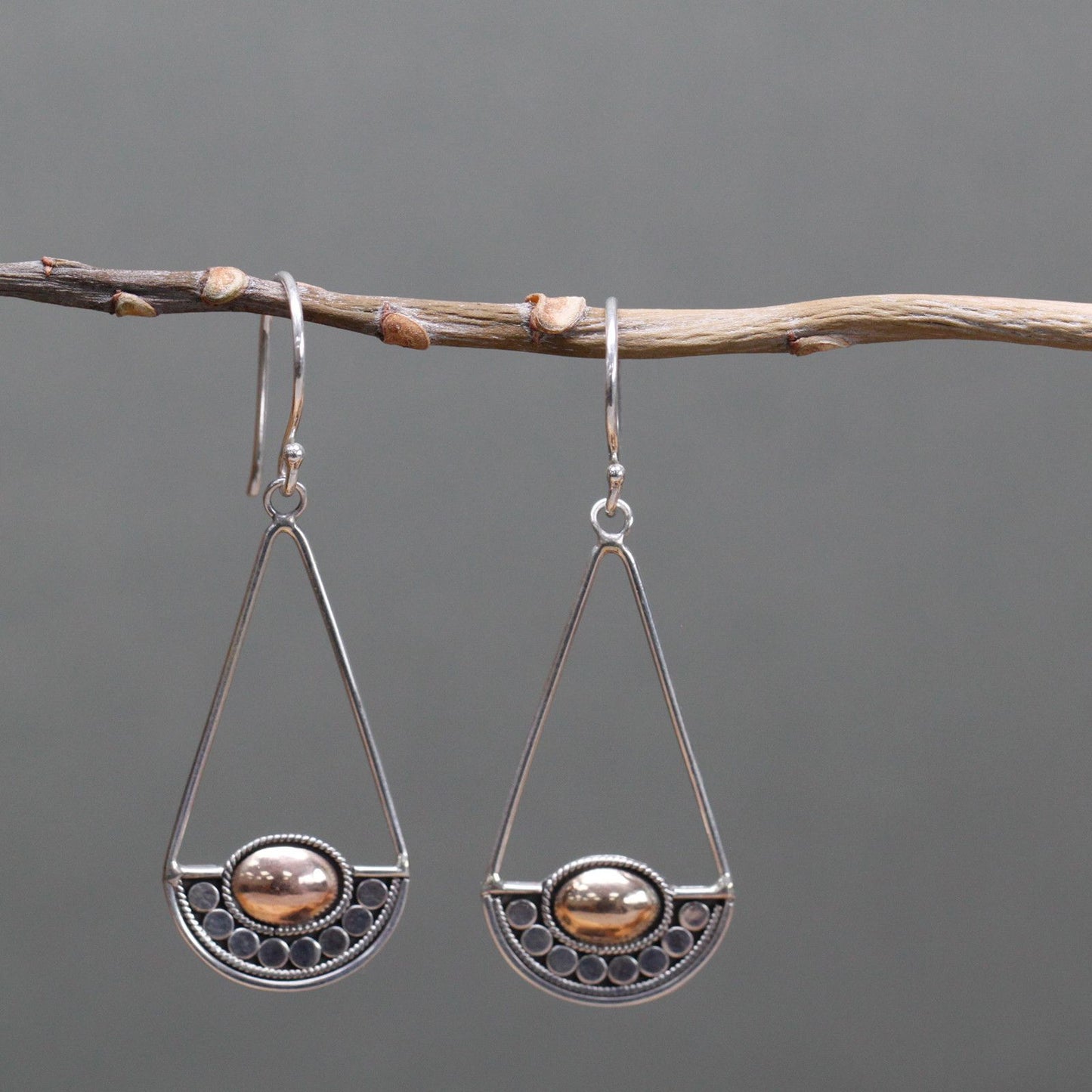 Pendientes Plata y Oro Luna Balance