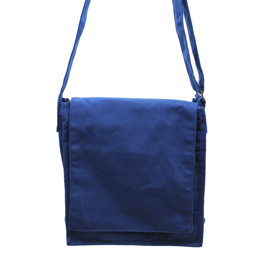 Bolso mensajero de lona de algodón - azul marino