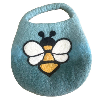 Bienentasche aus Filz - Ein Griff mit Magnet - Blau und Grün
