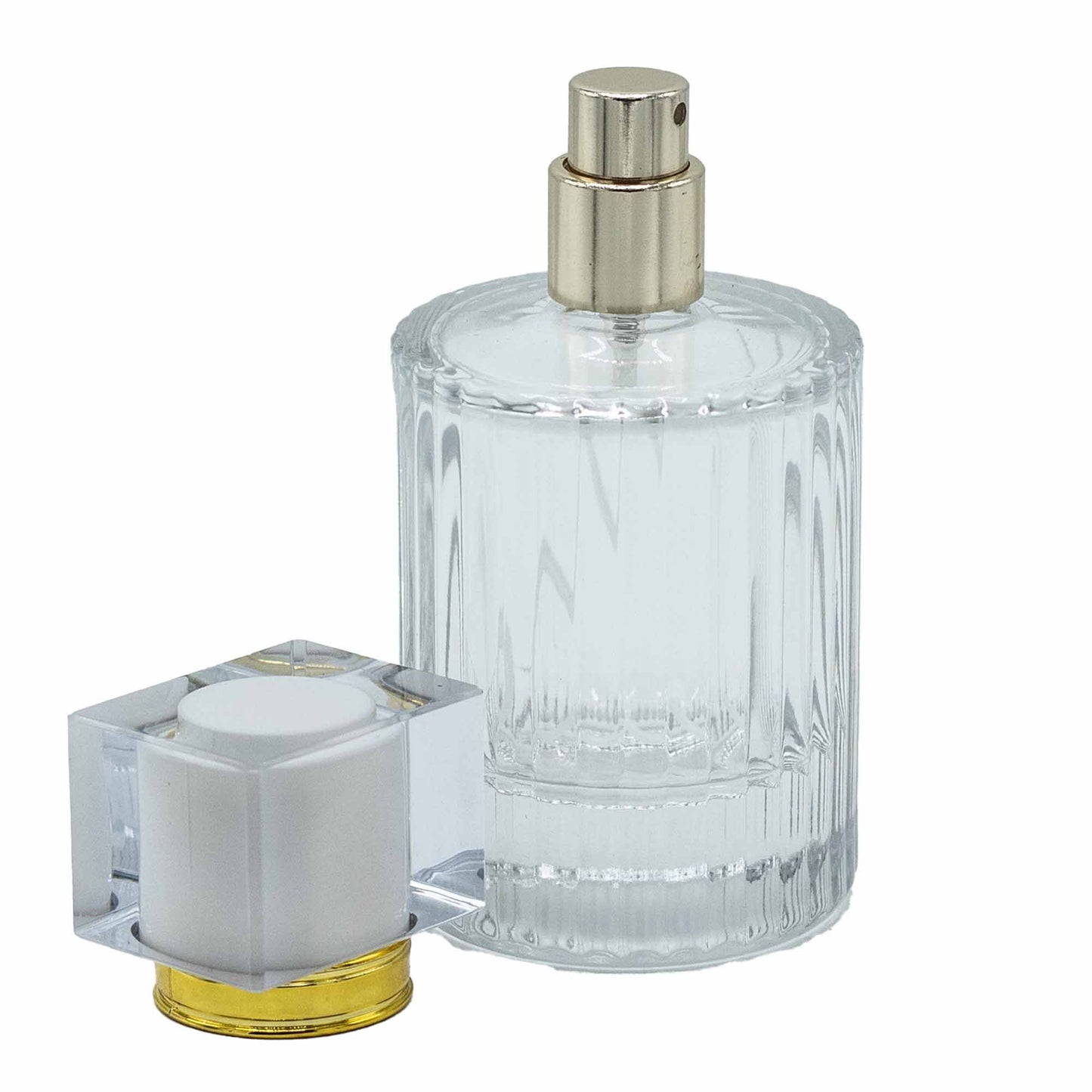 Flacons de parfum en verre avec vaporisateur et bouchon blanc, 50 ml