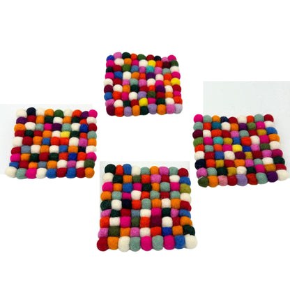 Dessous de verre carrés en feutre de 10 cm, multicolores gris (lot de 4)