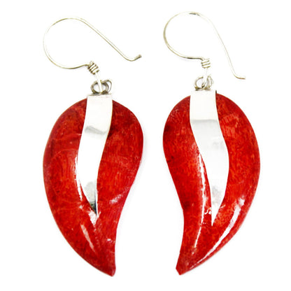 Boucle d'oreille en argent 925 style corail - Mangos