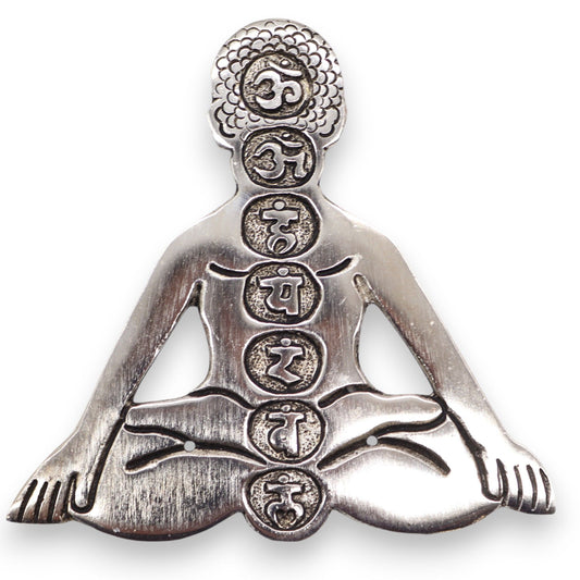Porte-encens Yoga Seven Chakras en aluminium poli 12 x 12 cm