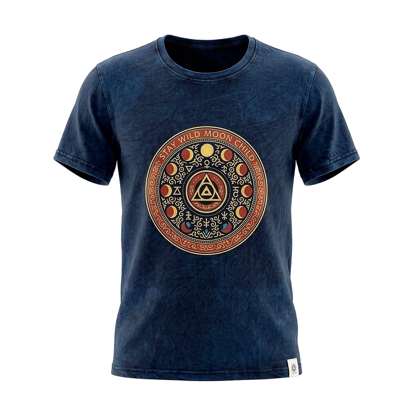 Camiseta de algodón lavado a piedra Nomad Sari - Mantente Salvaje, Hijo de la Luna - Azul - Pequeño
