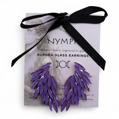 Lavande - Verre vintage - Ailes d'ange - Boucles d'oreilles