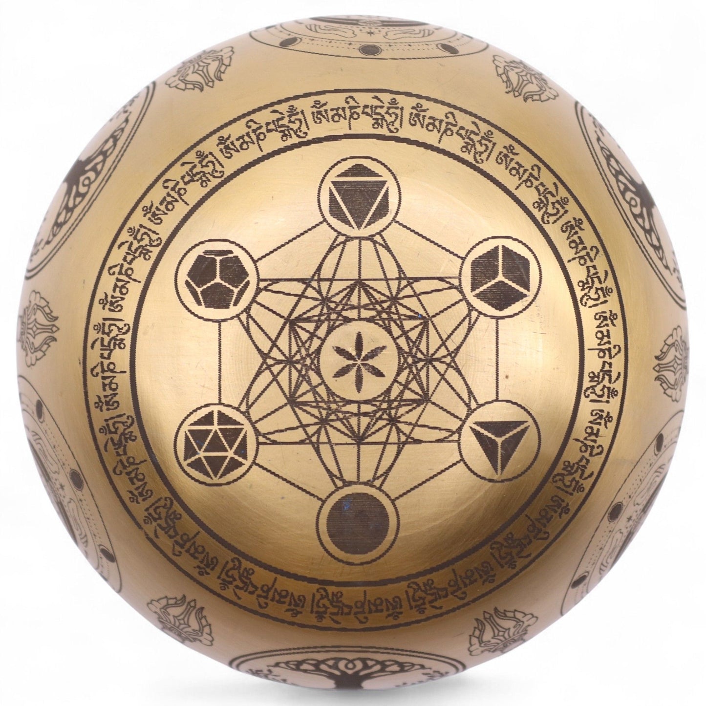 Bols Bouddha gravés en laiton pur - Lot de 4 - Environ 3,85 kg