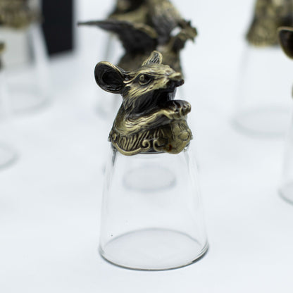 Vasos de chupito Bottom Up (25ml) - Bosque y Criaturas Místicas - Bronce Antiguo