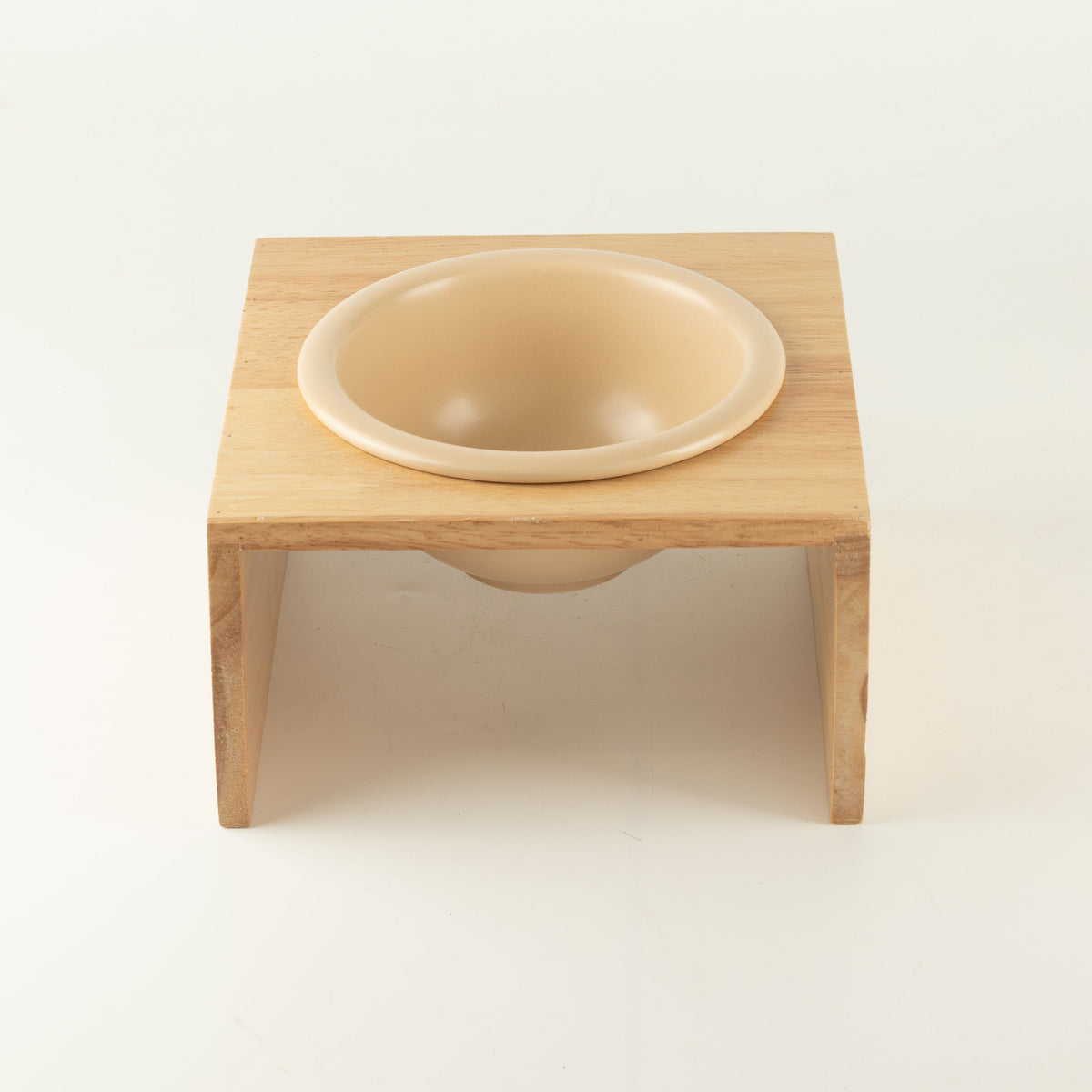 PAW Cuencos para comida - Grande cerámica individual en soporte de madera - 14 cm