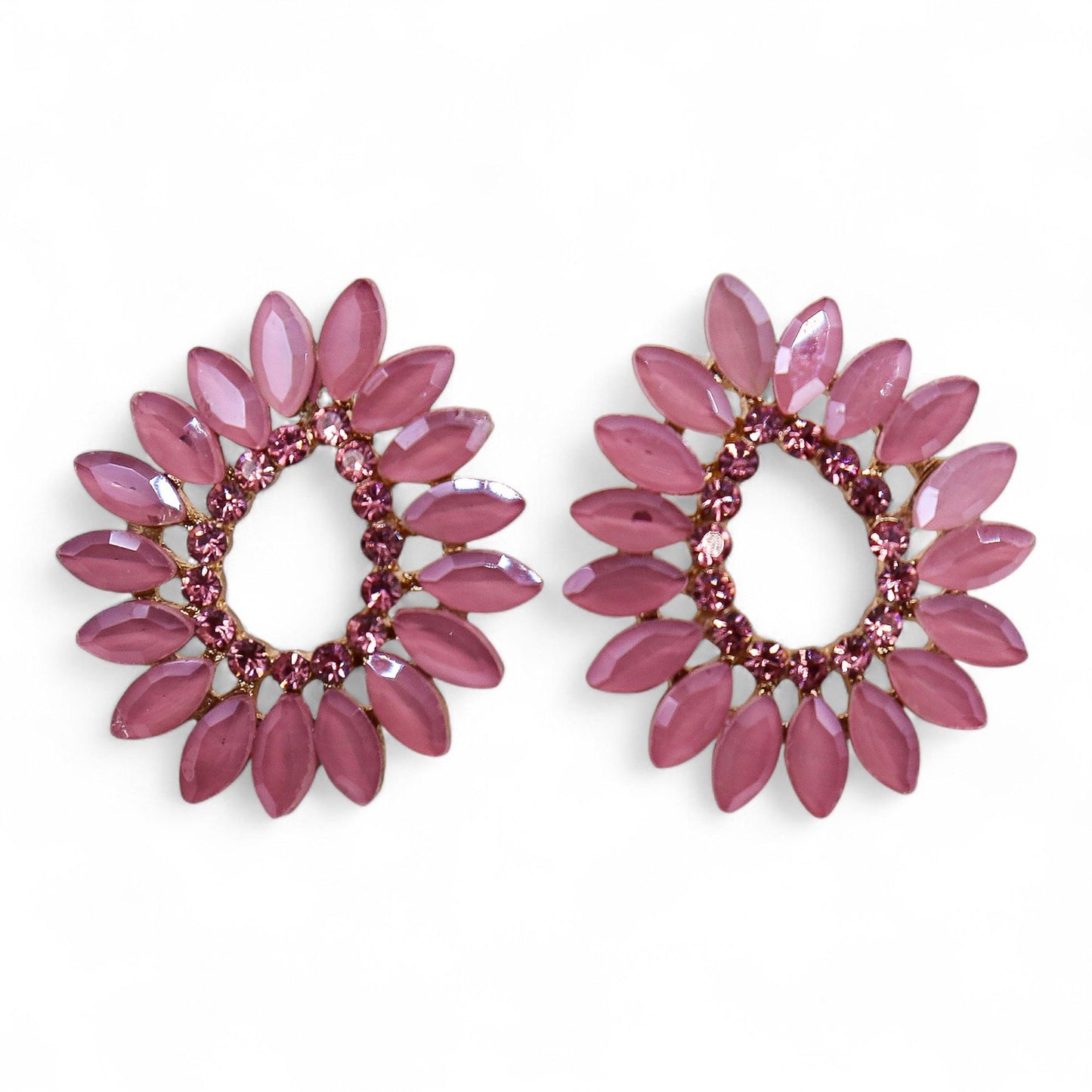 Boucles d'oreilles créoles en verre vintage rose tendre