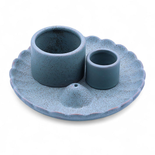 Varita de Palo Santo y Soporte para Sahumerios - Flor de loto - Azul