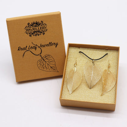 Conjunto Collar Aretes Hoja Oro