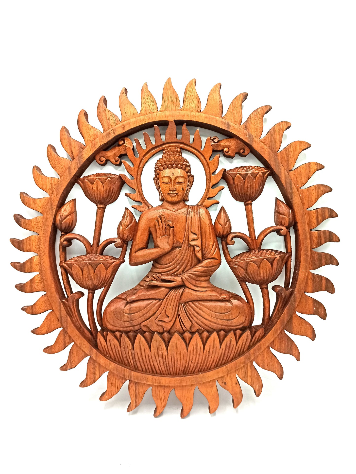 Panneau en bois Bouddha et Lotus - 40 cm