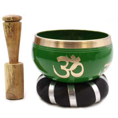 Ensemble de bols chantants tibétains - Arbre de vie - Vert 10,7 cm