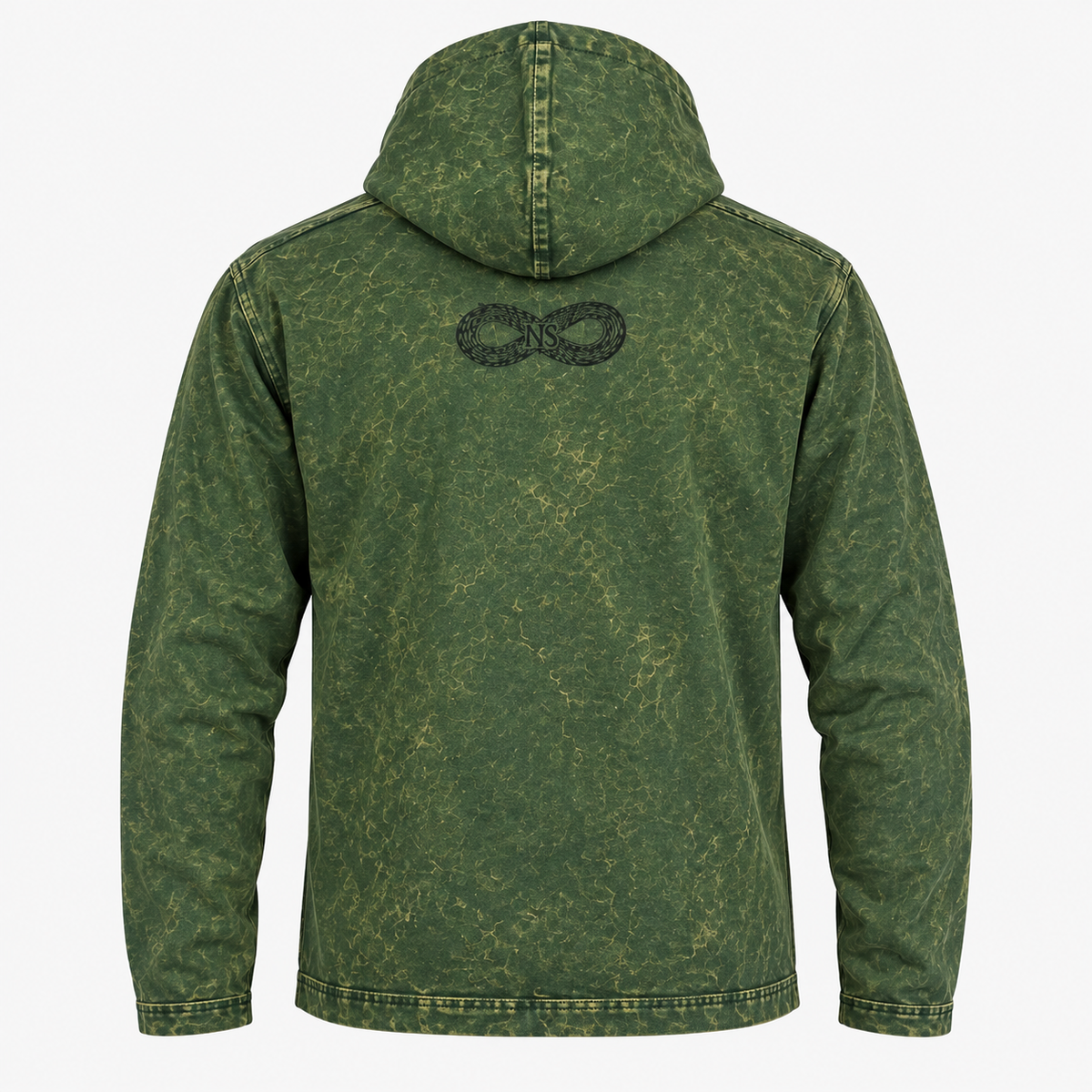 Camisa con capucha mediana lavada a la piedra con bolsillo canguro - Verde azulado vintage