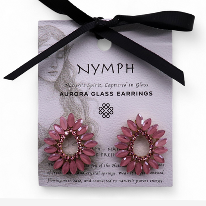 Boucles d'oreilles créoles en verre vintage rose tendre