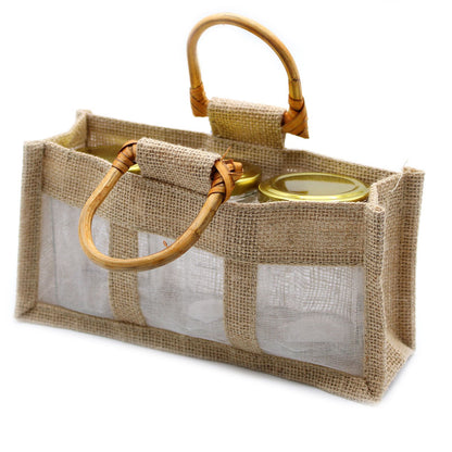 Bolsa de Regalo con Ventana de Yute Puro y Algodón - 3 Ventanas