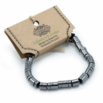 Bracelet magnétique Shamballa en hématite - Cercles et cylindres
