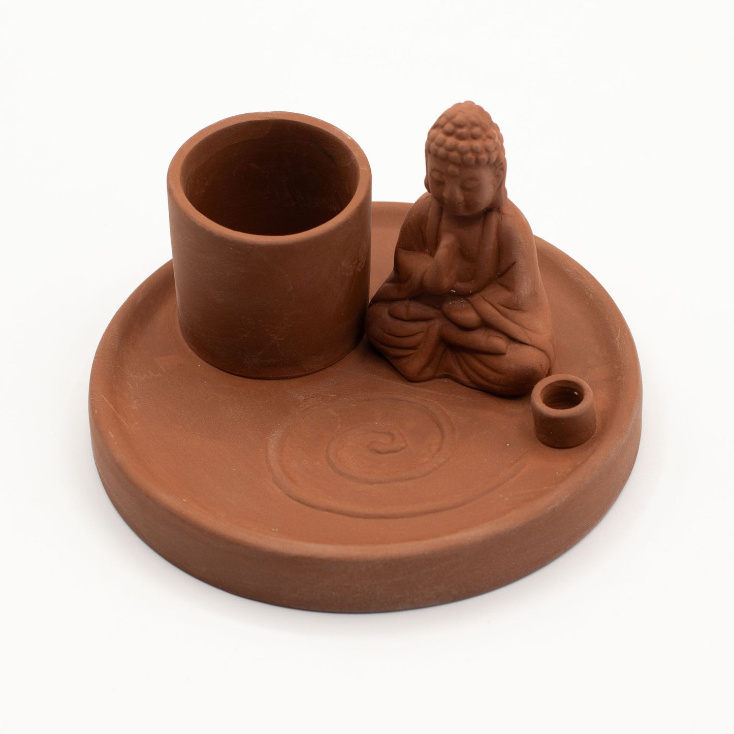 Porte-encens Bouddha multifonctionnel - Style terre cuite naturelle