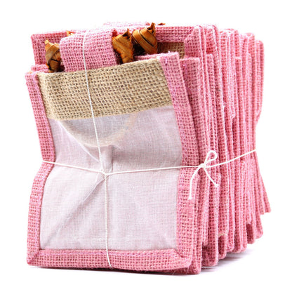 Bolsa de regalo de yute puro y algodón con ventana - 1 Ventana en Rosa