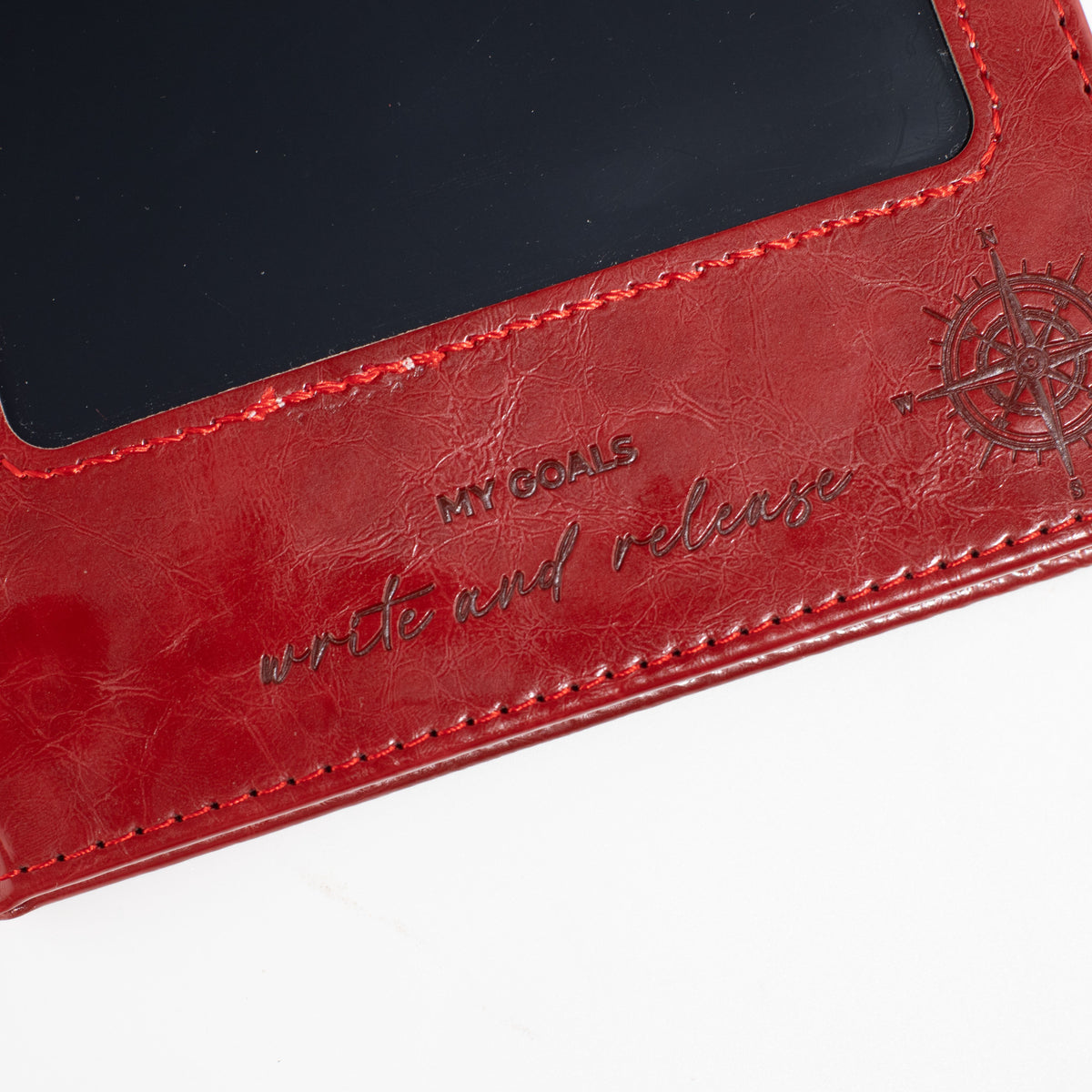 Cuaderno de intenciones A5 - Pantalla LCD borrable - Efecto cuero rojo - 80 hojas