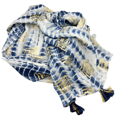 Collection Nomad : sarong méditerranéen, tie-dye bleu et imprimé