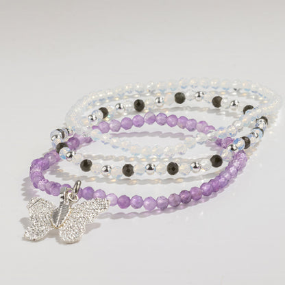 Conjunto de pulseras con piedras preciosas de ninfa espiritual - Luna llena