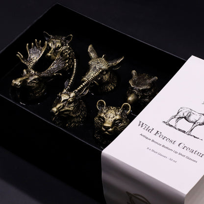 Geschenkset mit 6 Schnapsgläsern (50 ml) - Wild Forest Creatures - Antik Bronze