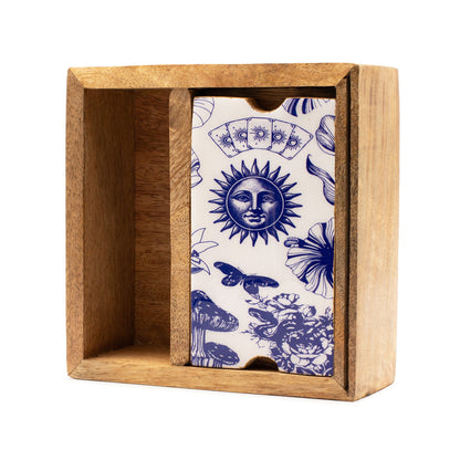 Zweiteilige Tarotbox mit Kartenständer