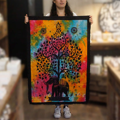 Arte Pared Algodón Árbol Elefante