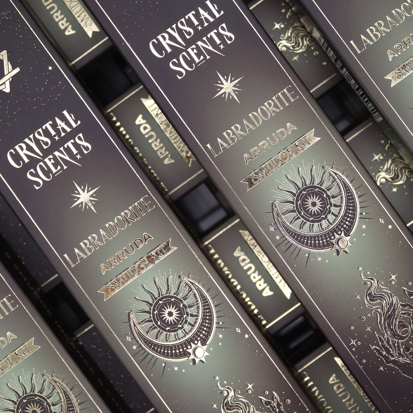 Cristal de Labradorita Aromas de Purificación Incienso - Ruda