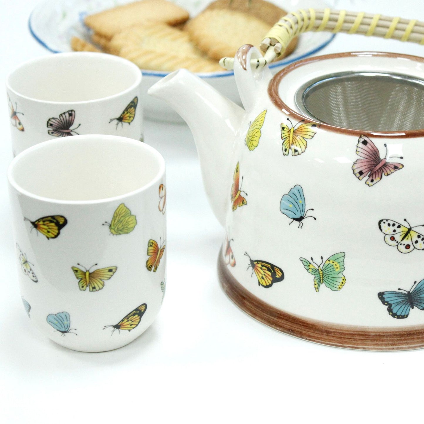 Set Tetera Cerámica Mariposas