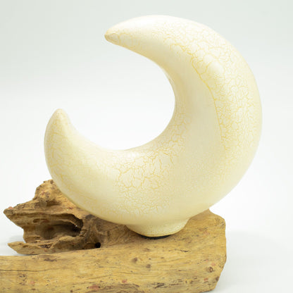 Lampe de table avec abat-jour demi-lune craquelé – Gris