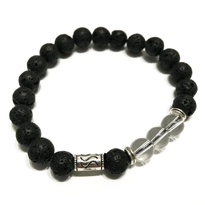 Pulsera Piedra Lava Tribal Cuarzo Roca