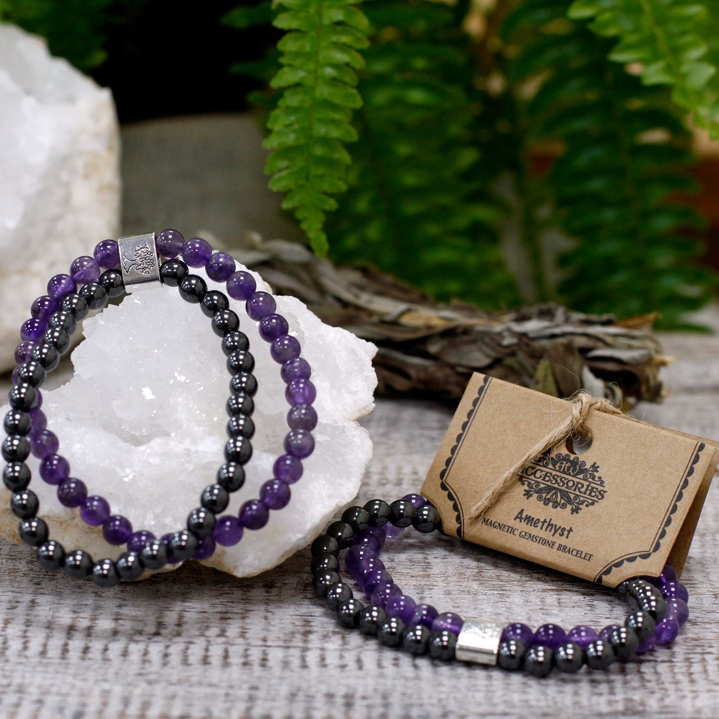 Pulsera de Piedras Preciosas Magnéticas - Amatista
