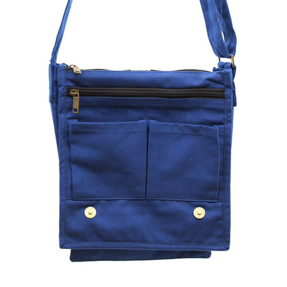 Bolso mensajero de lona de algodón - azul marino