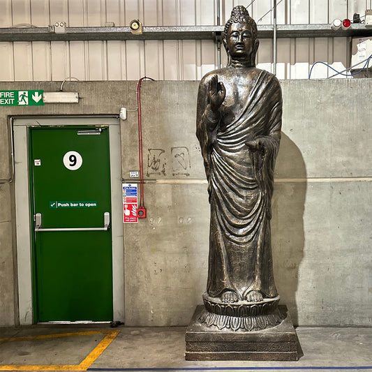 Estatua alta de Buda de pie de oro antiguo - 3 m de altura