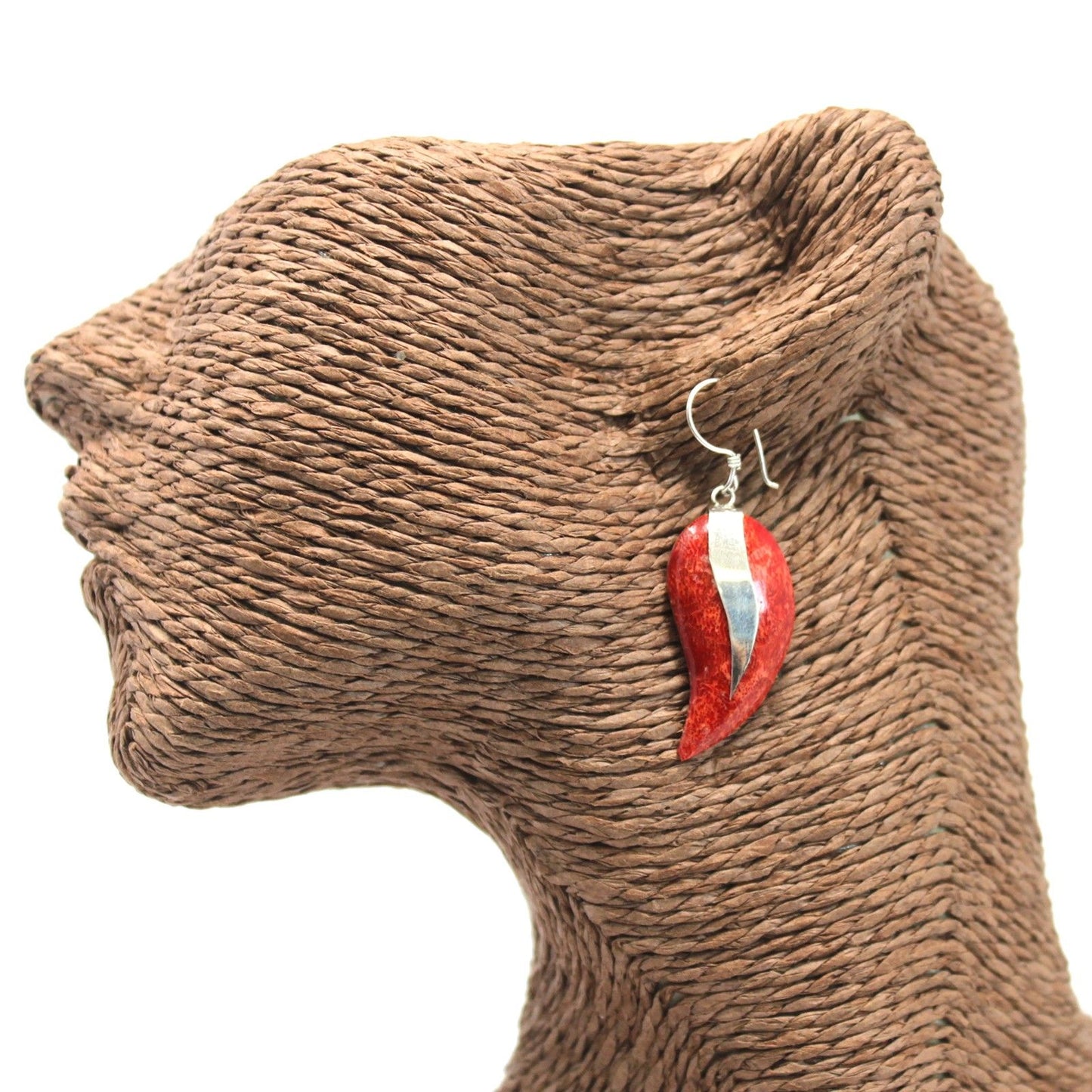 Boucle d'oreille en argent 925 style corail - Mangos
