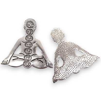 Porte-encens Yoga Seven Chakras en aluminium poli 12 x 12 cm