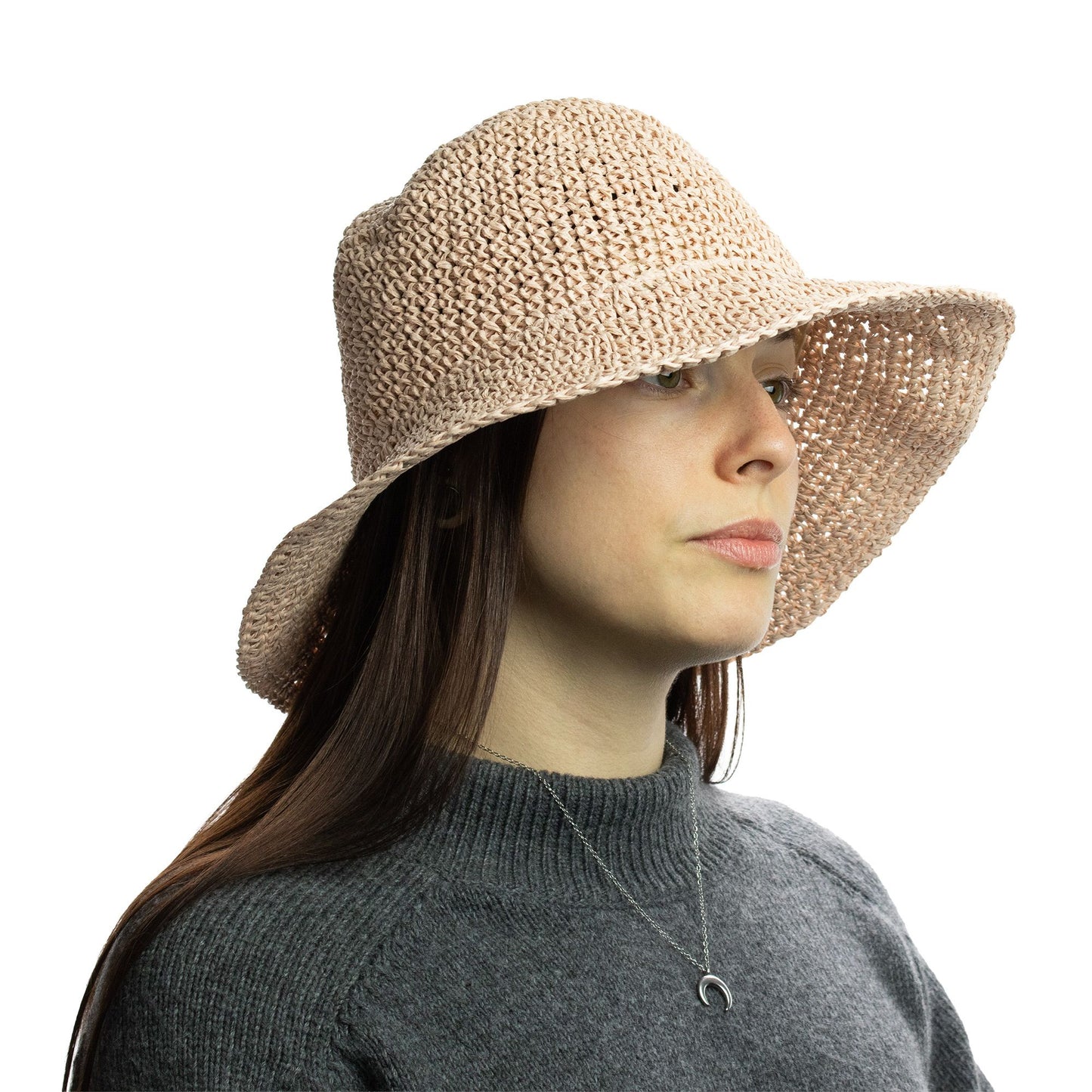 Nomad Sari Chapeau de paille à large bord - Rose Poudré