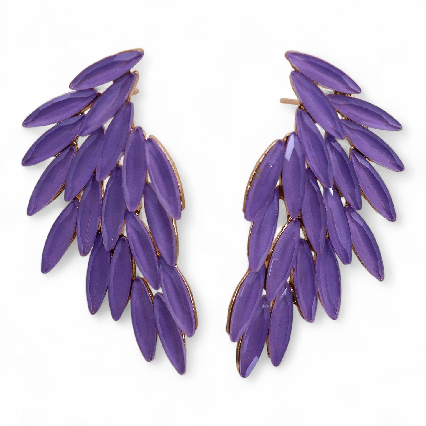 Lavanda - Vidrio vintage - Alas de ángel - Aretes