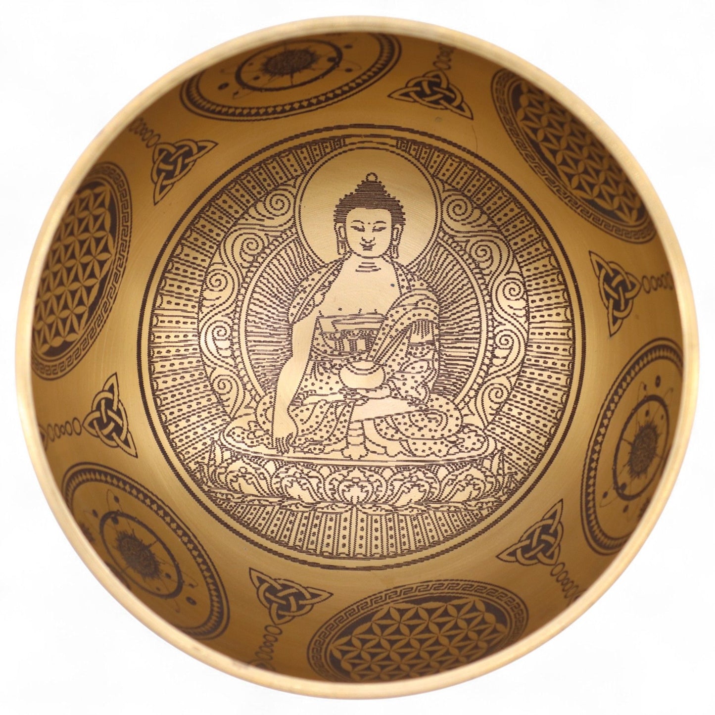 Gravierte Buddha-Schalen aus reinem Messing – 4er-Set – ca. 3,85 kg