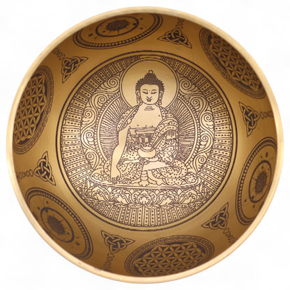 Gravierte Buddha-Schalen aus reinem Messing – 4er-Set – ca. 3,85 kg