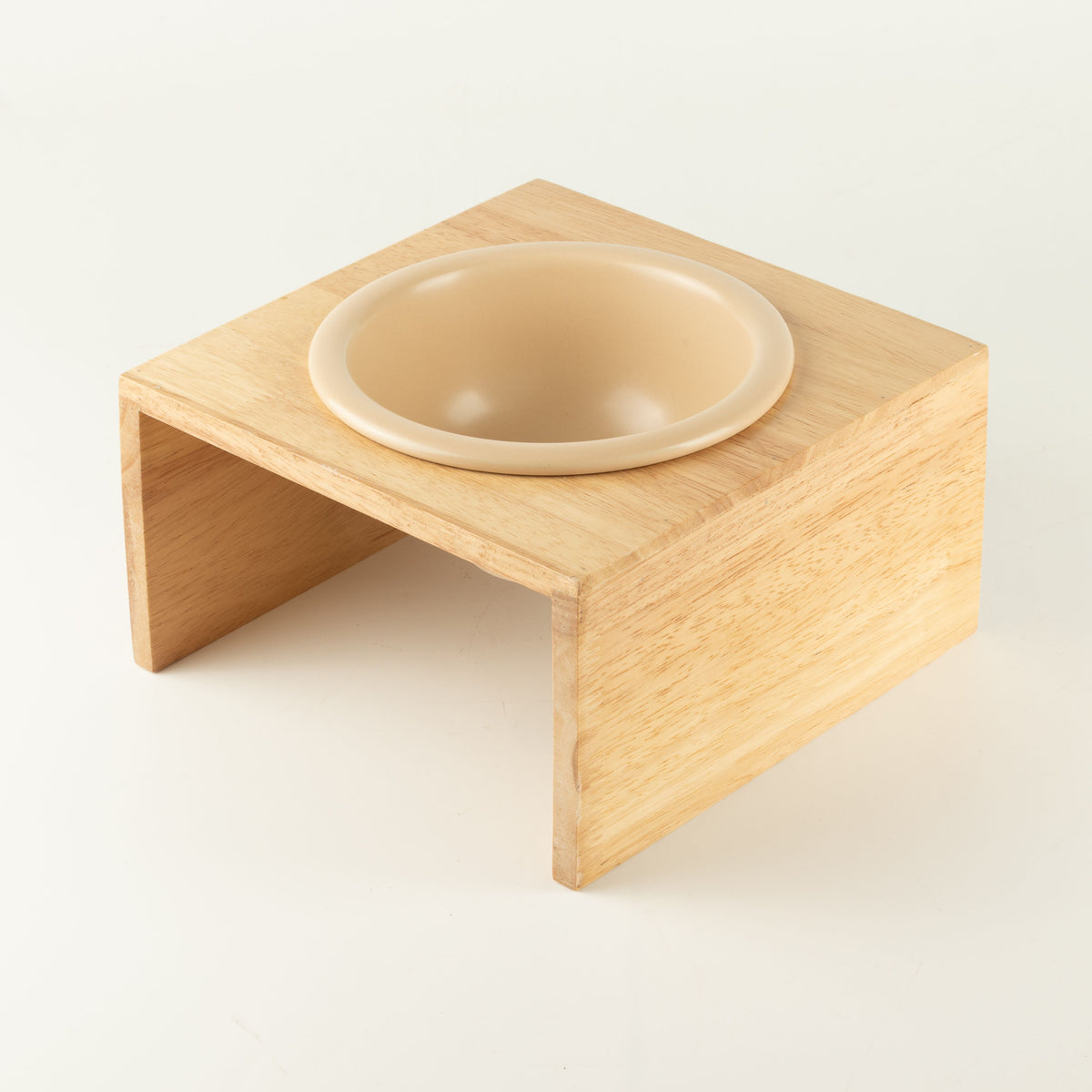 PAW Cuencos para comida - Grande cerámica individual en soporte de madera - 14 cm