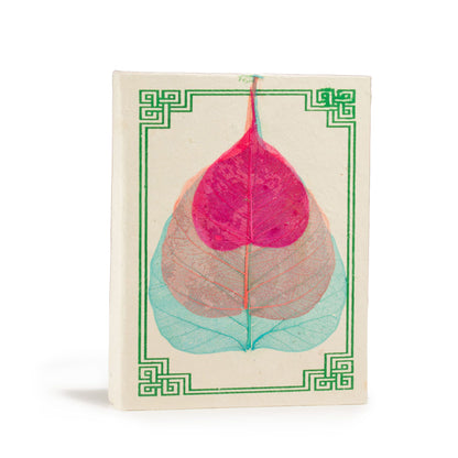 Carnet Lokta moyen – Feuille Bodhi (15 x 12 cm) – 45 feuilles (assortiment)
