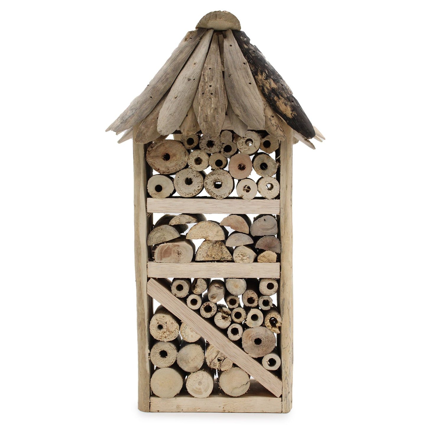 Abri pour insectes et abeilles en bois flotté - Maison à deux étages