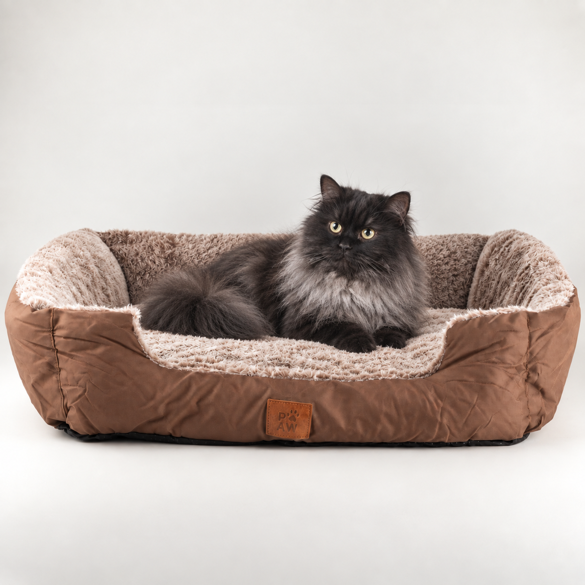 PAW Bed – Oso de peluche marrón mediano – 70 × 55 × 18 cm