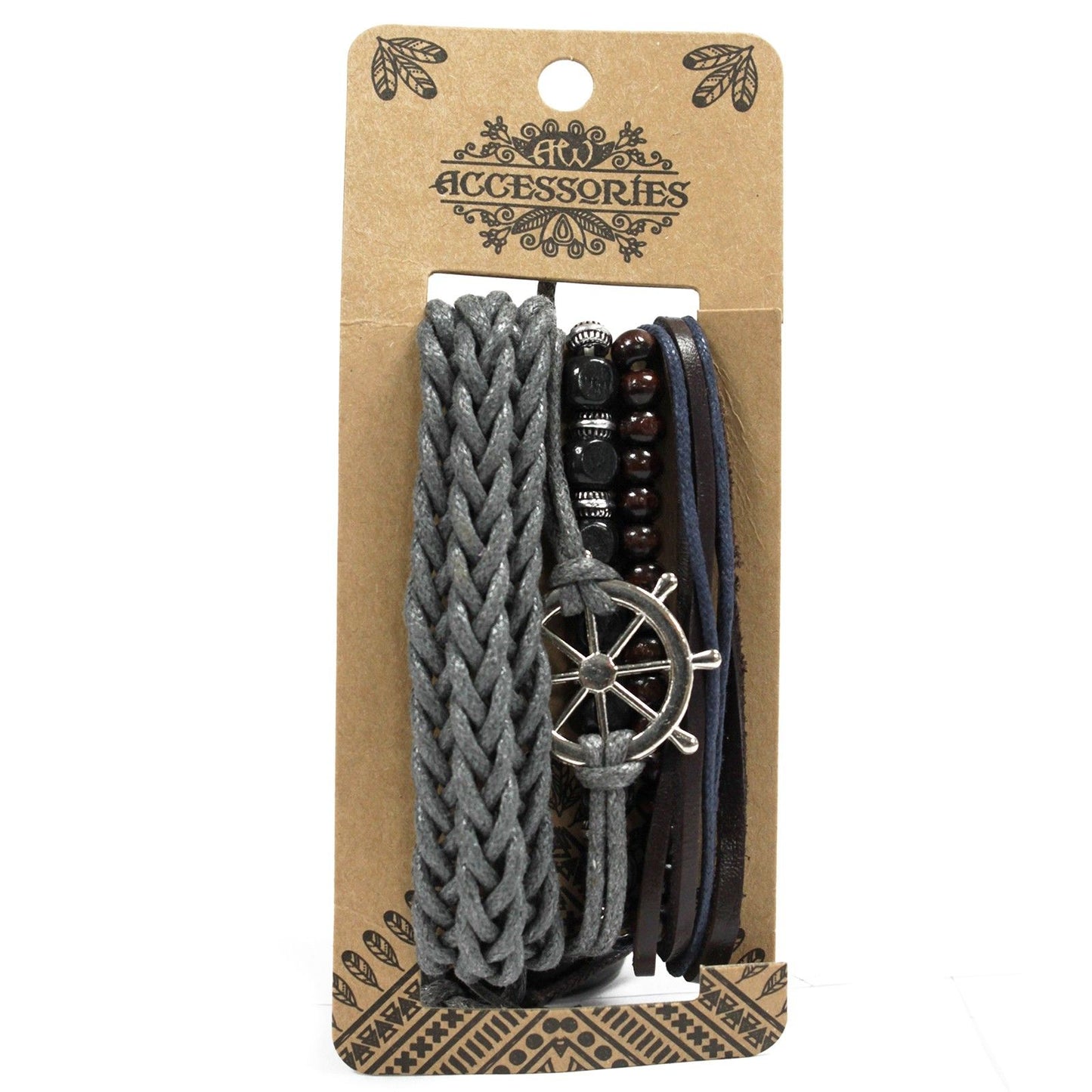 Herrenarmband – Metall und Leder (zufällige Farbe)