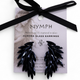 Boucles d'oreilles ailes d'ange - verre vintage - noir de jais
